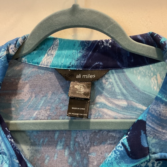 Very Colorful Ali Miles Blu and Turquoise Petite XLarge Blouse - Picture 5 of 5